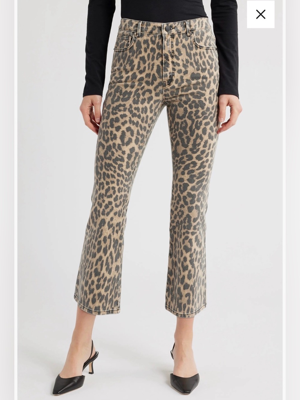 NWT Good American Leopard Cropped Denim - Picture 1 of 7